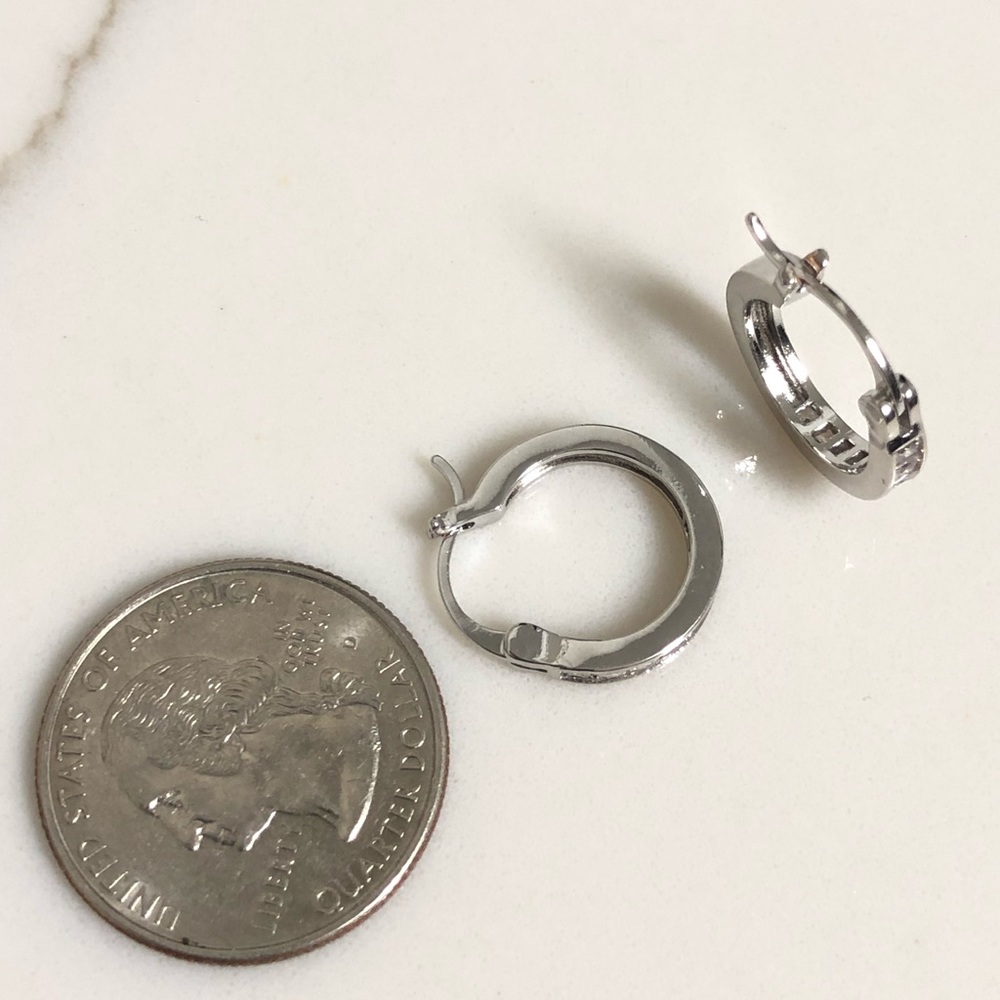 18k white gold Filled CZ Hoop Earrings - Picture 5 of 6